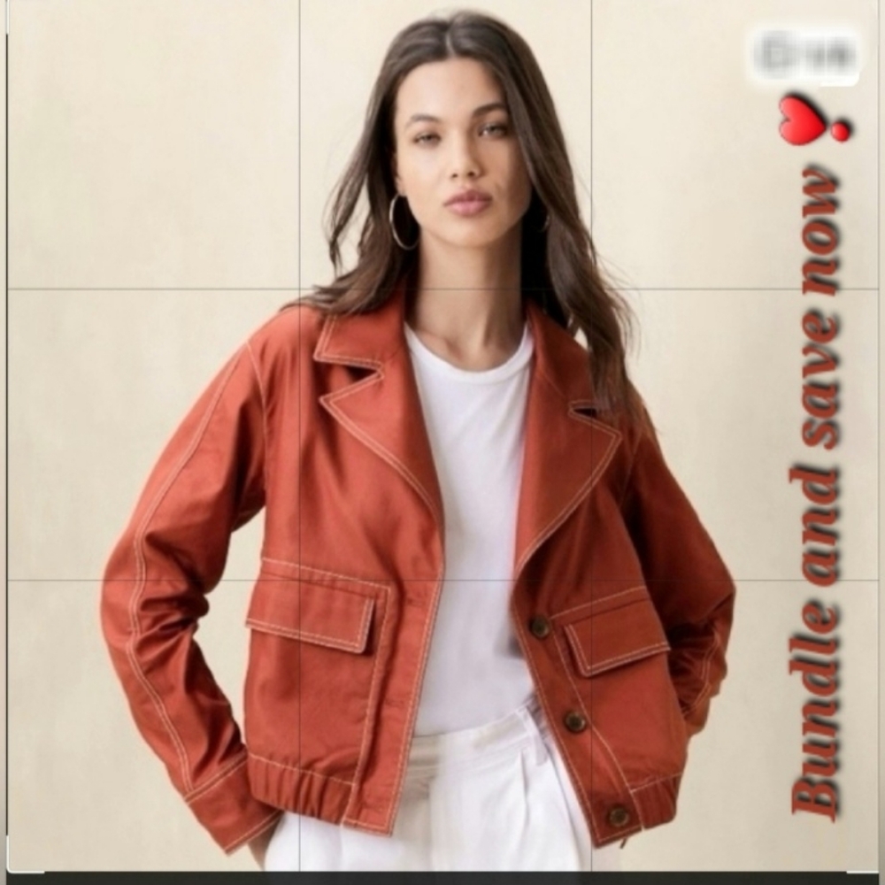 NWT Short Twill Jacket Size Small in Red Clay by Banana Republic